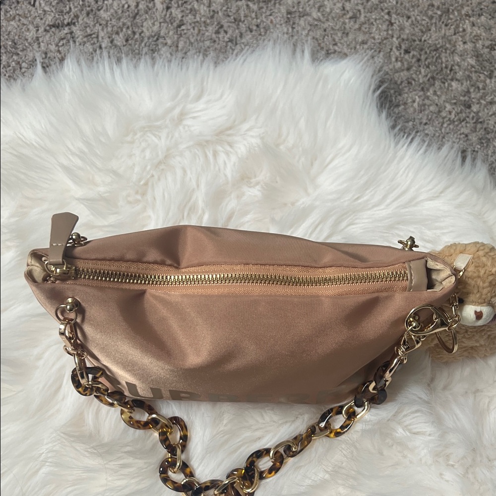 Burberry Converted Brown Shoulder Bag with Tortoise Chain and Fuzzy Bear - Picture 5 of 7